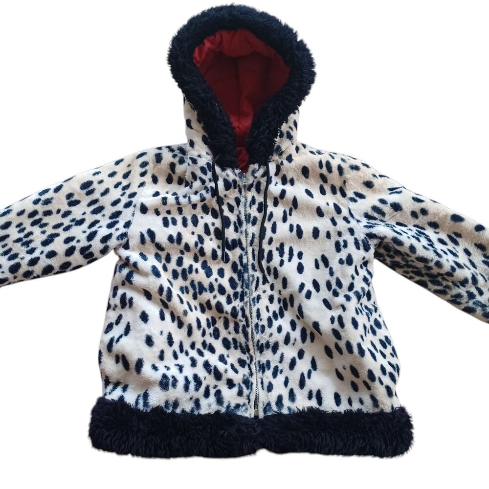 Vintage 1960s Girls Faux Fur Dalmation Polka Dot Coat Jacket NO‎ SIZE